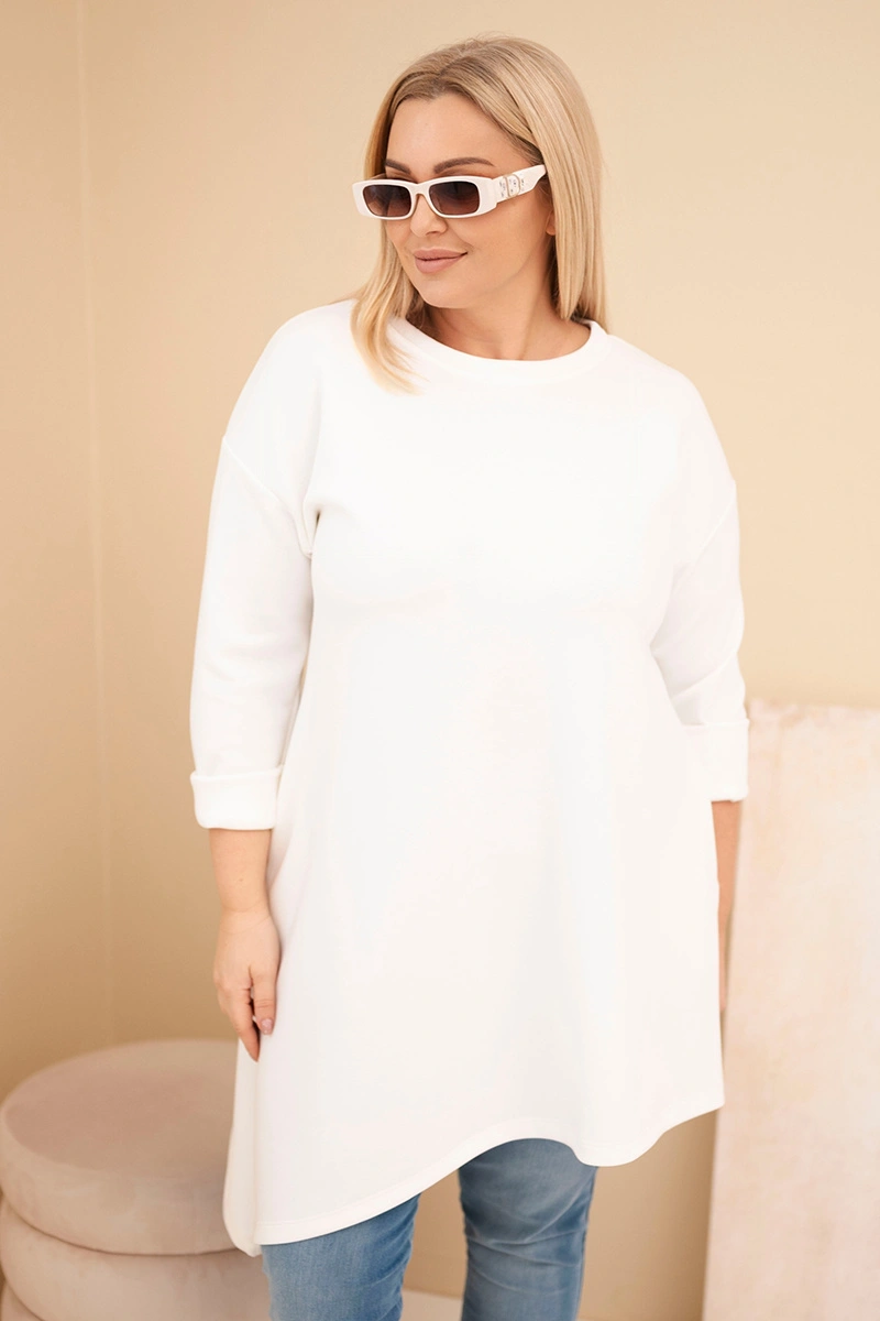 Kesi Włoski Dámska sukňa Plus Size z viskózy s voľným strihom a dlhým rukávom ecru