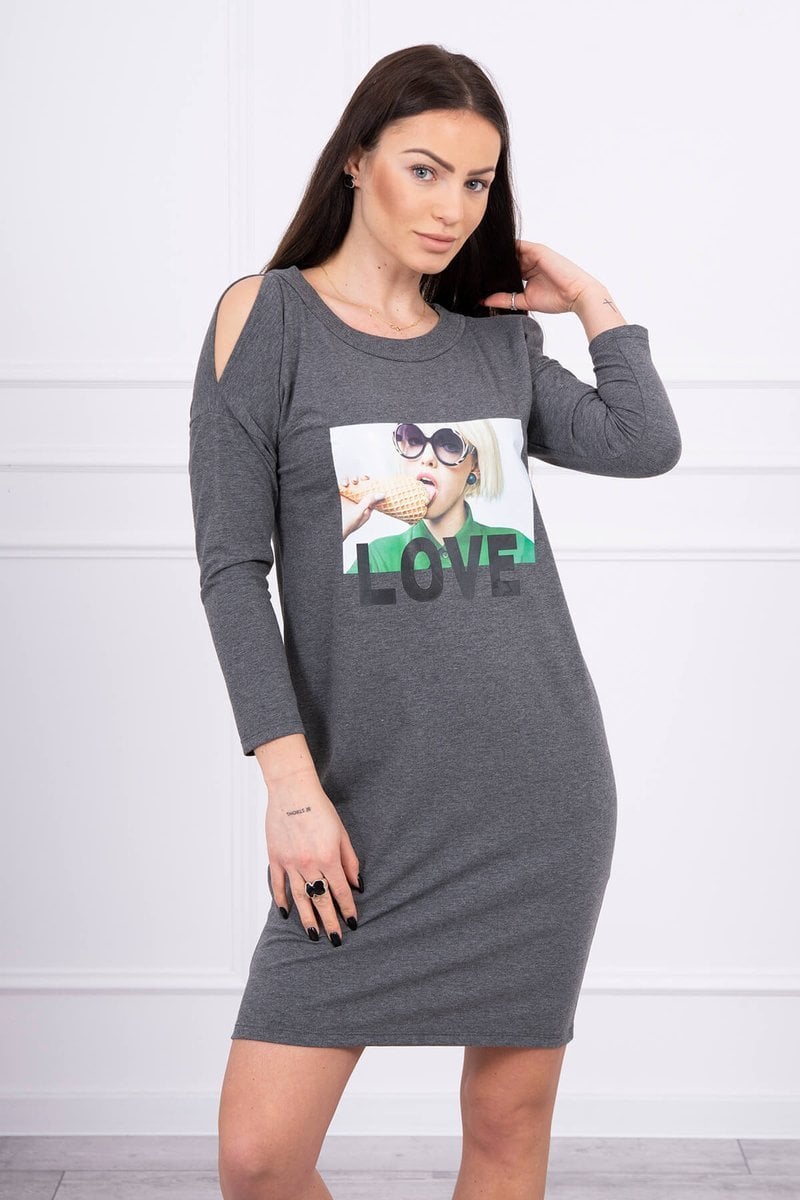 Dress with graphite print of love