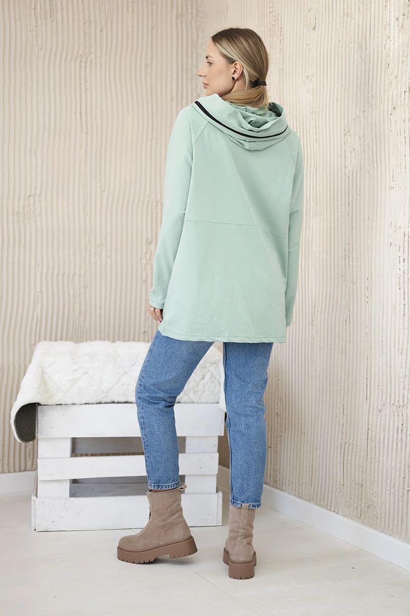 Tunic with zipper on hood Oversize dark mint