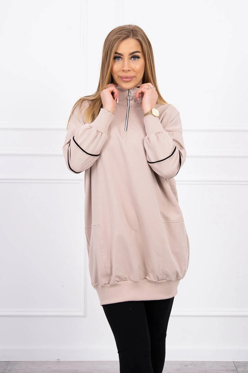 marka niezdefiniowana Sweatshirt with zipper and pockets beige