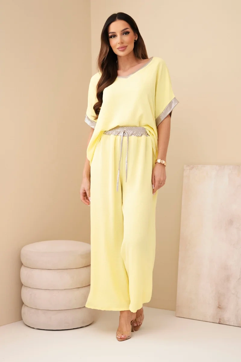 Kesi viskózový set se zlatým lemem