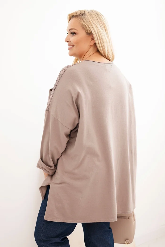 Kesi Włoski Plus Size women's cotton blouse with fango print color