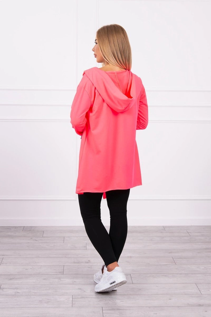 Cape with loose hood pink neon color