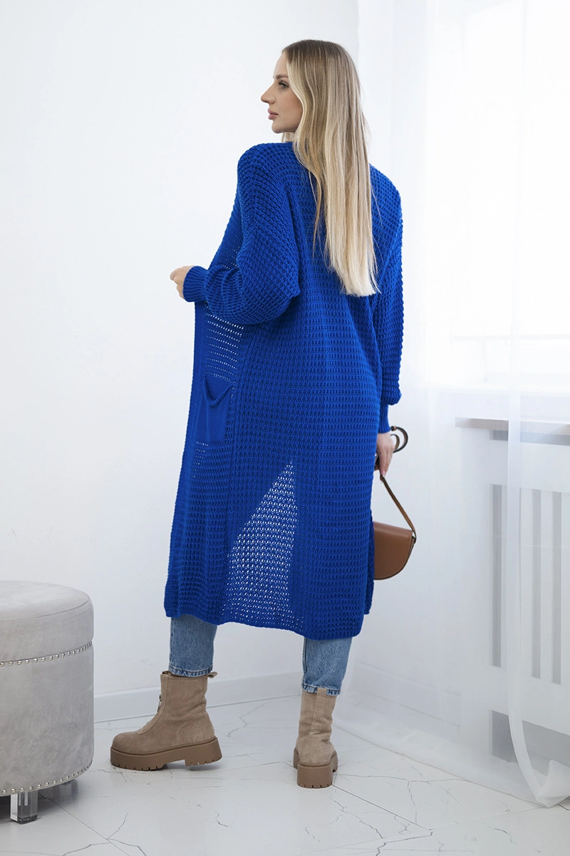 Kesi Włoski Openwork cardigan with pockets cornflower blue