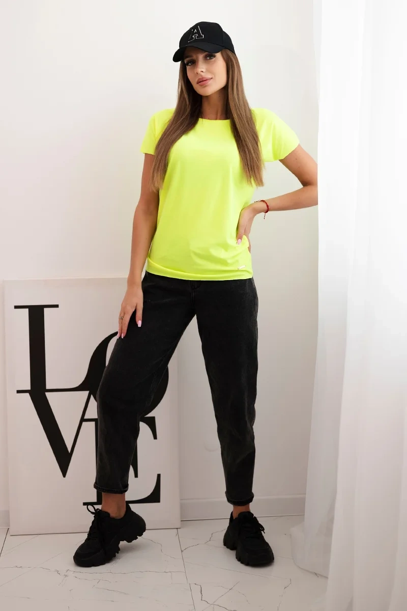 Kesi Dámska blúzka s krátkym rukávom basic žltý neon