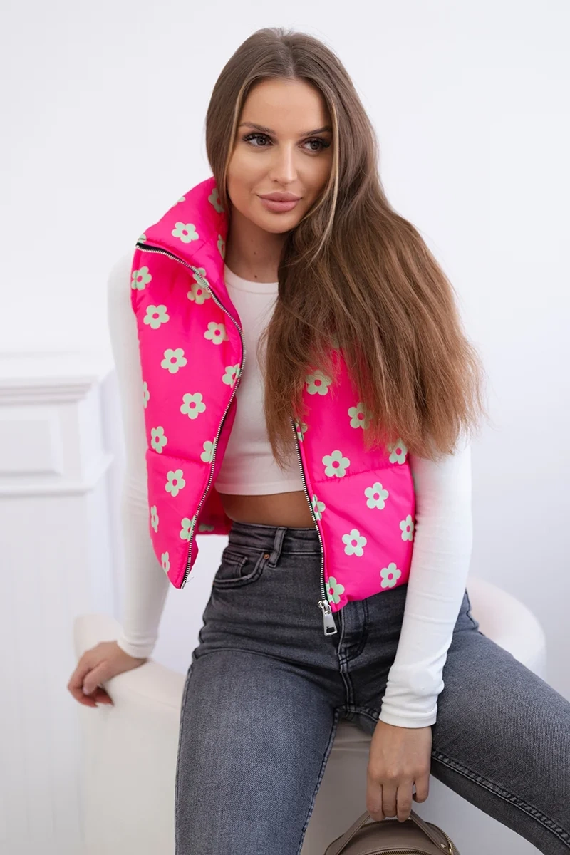Vest with small fuchsia flowers