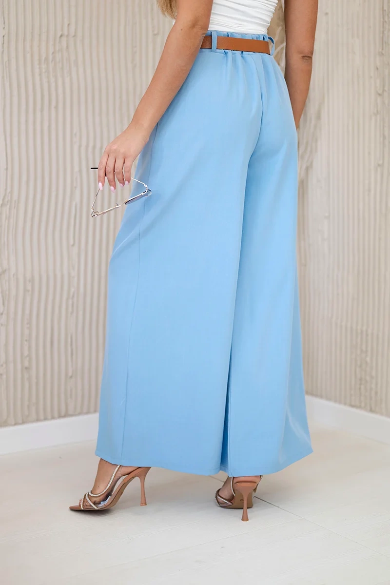 Kesi Włoski Wide-leg belted trousers blue