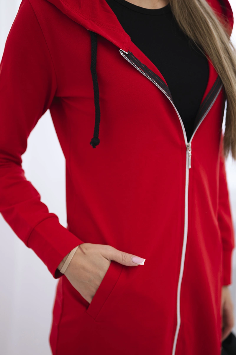 Women's long hoodie Kesi - red