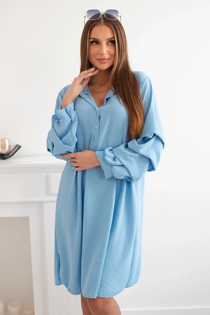 Kesi Włoski Oversized dress with decorative sleeves blue