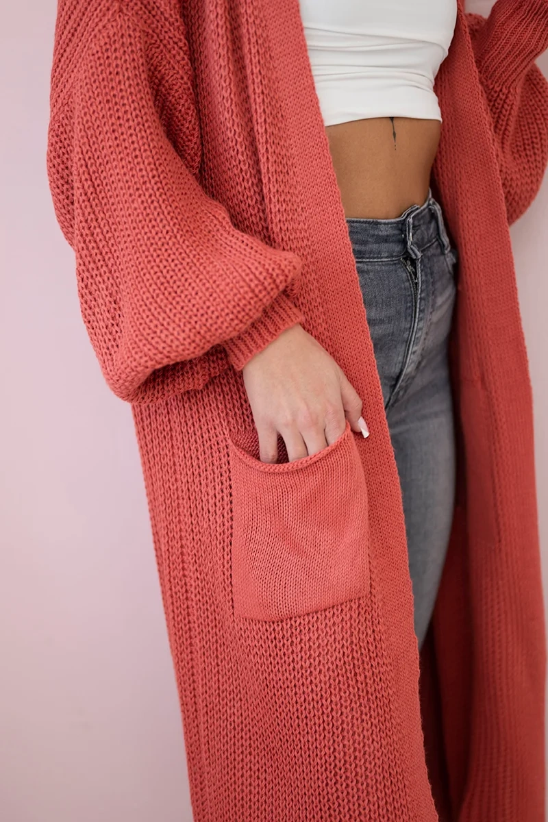 Kesi Włoski Sweater long cardigan light pink