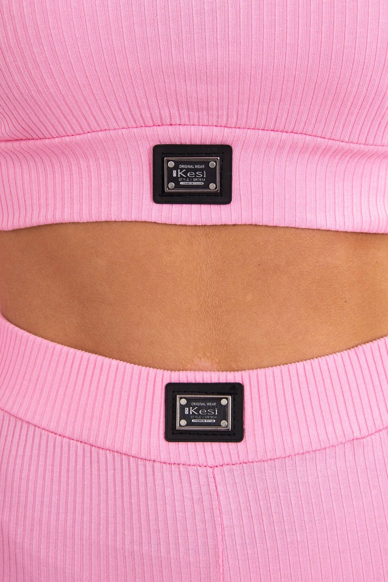 Striped top set with a blouse in light pink color