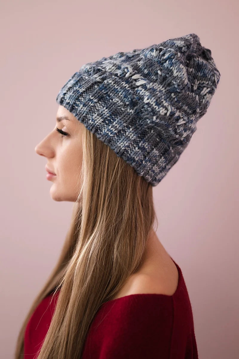 marka niezdefiniowana Cap with fleece Roksana K209 blue + jeans