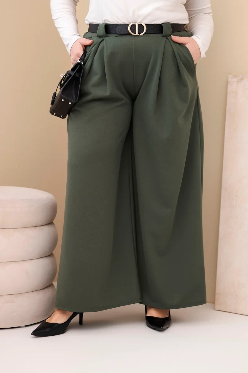 Kesi Plus Size dámské kalhoty s páskem