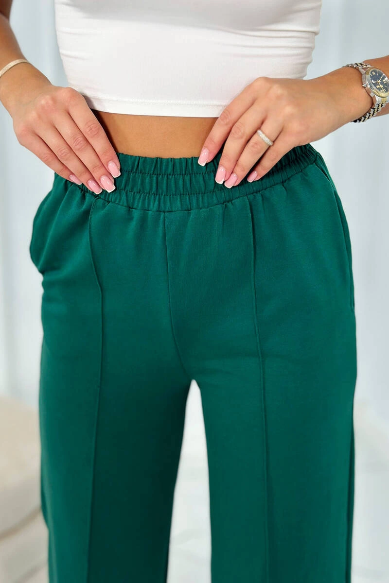 Cotton set Sweatshirt + Wide-leg trousers green
