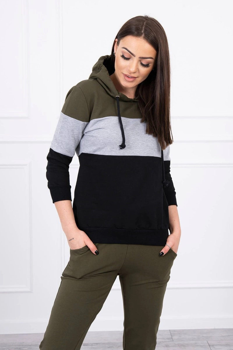 Kesi Set with colorful stripes khaki+gray