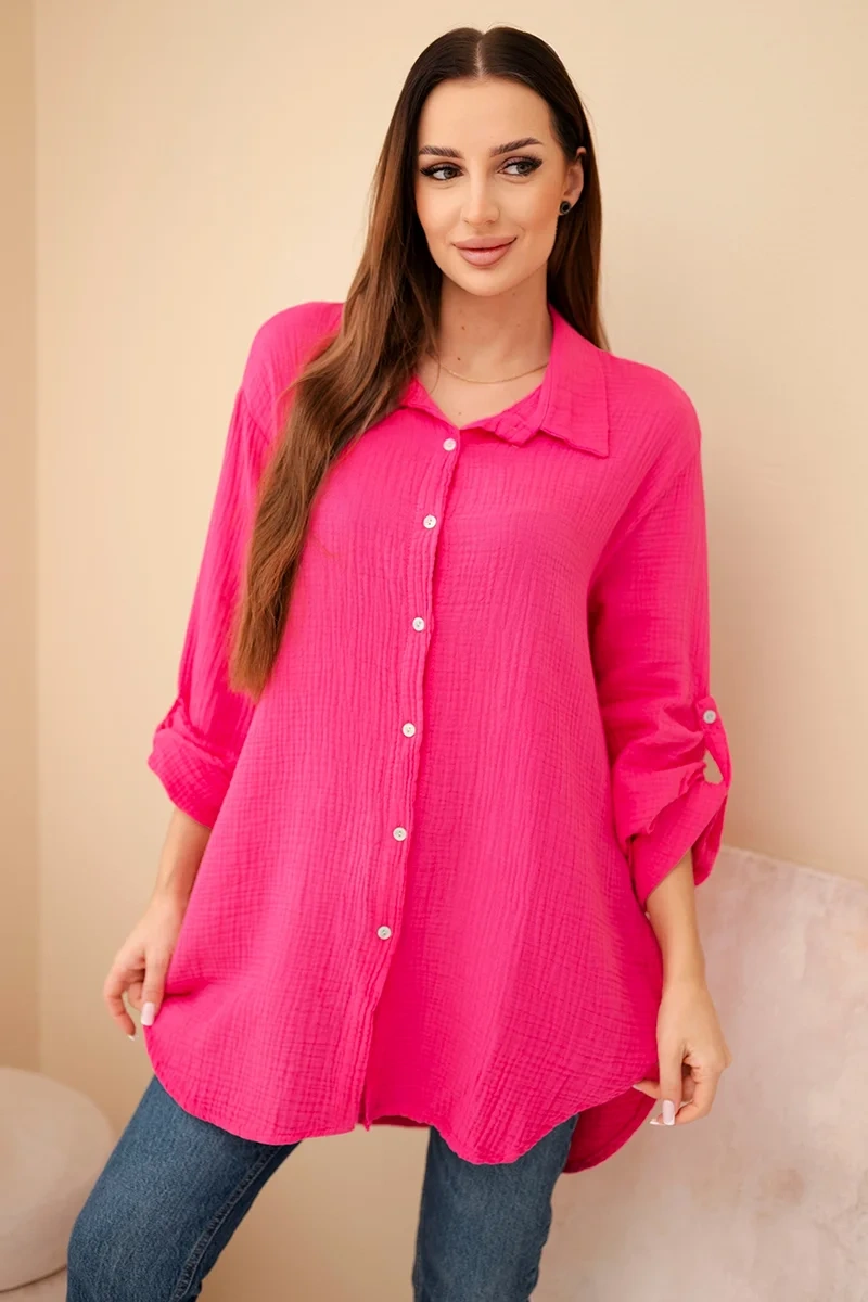 Kesi Włoski Bavlnená mušelínová košeľa fuksja