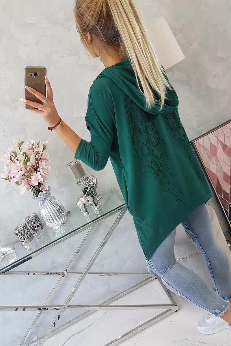 Kesi Sweatshirt with a print of wings green