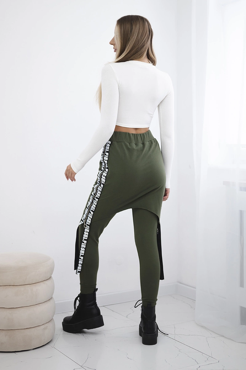 Pants/suit with khaki selfie inscription