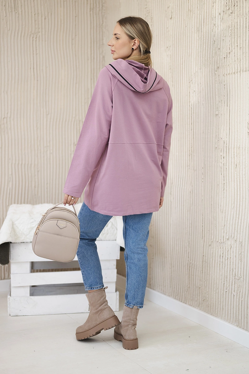 Tunic with zipper on hood Oversize dark pink