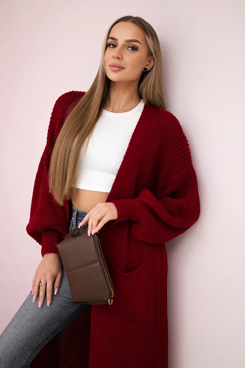 Włoski Sweater long cardigan burgundy