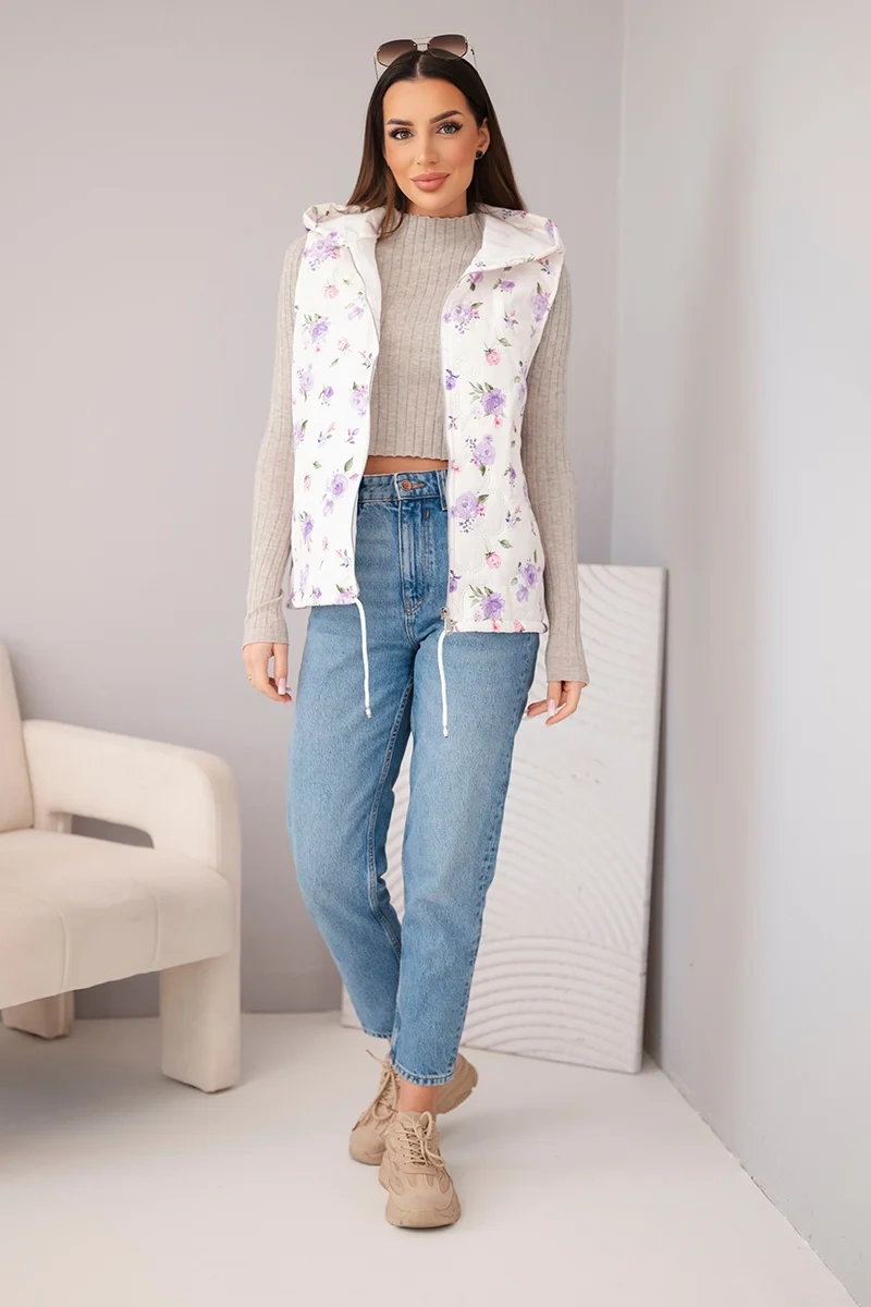 Дамски ватиран елек с флорален принт Kesi Włoski