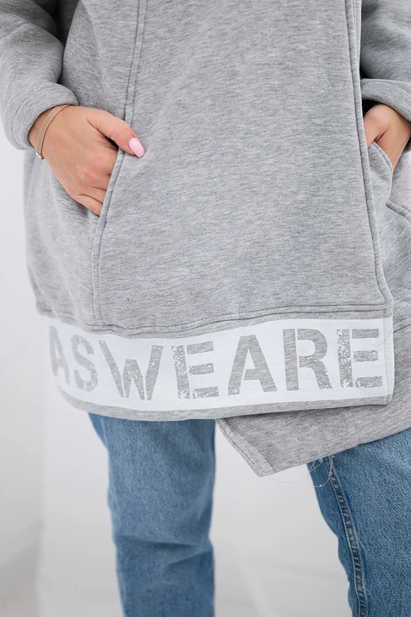 Insulated sweatshirt with zipper in gray color
