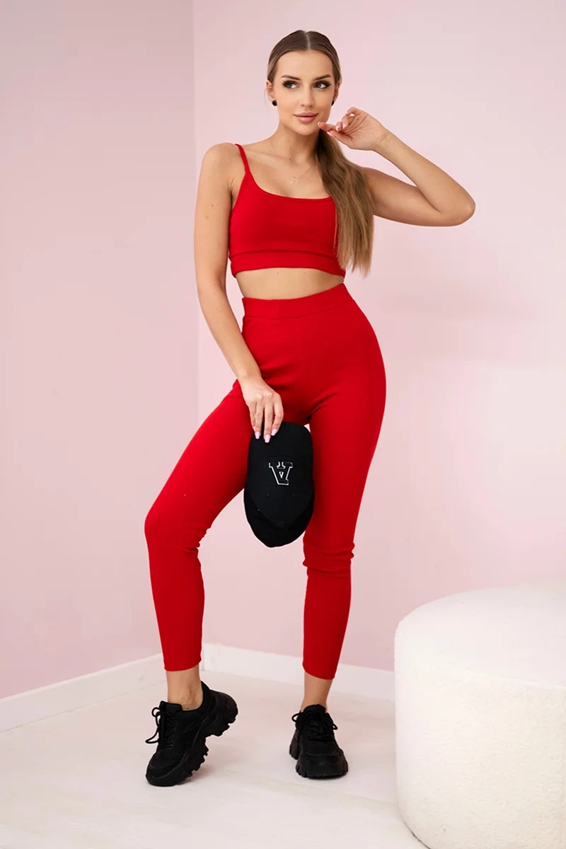 Striped top with red blouse