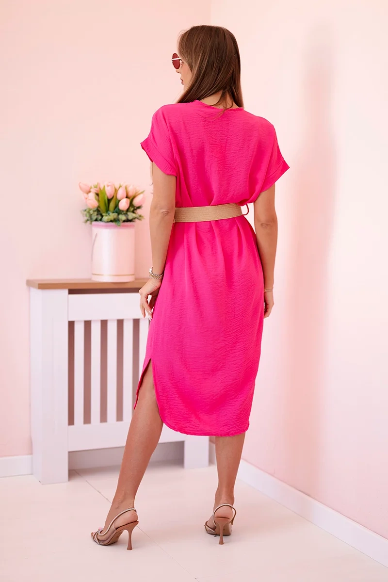 Kesi Włoski Dress with a decorative belt pink