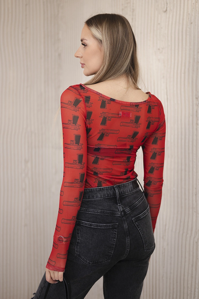 Red body blouse with pistols