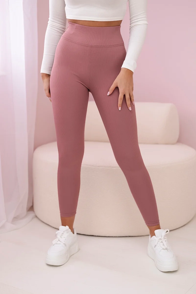 Striped leggings trousers navy pink