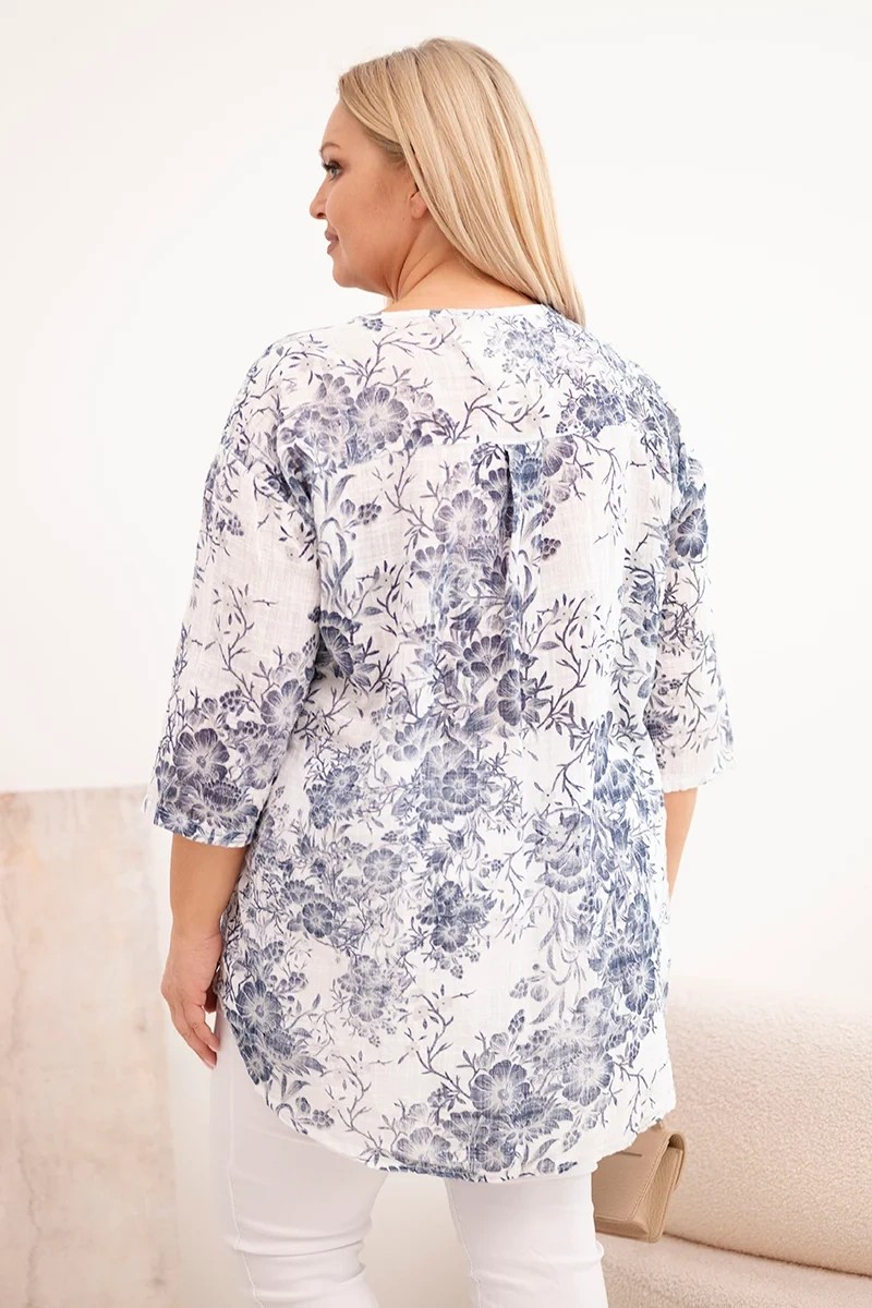 Plus Size bavlnená blúzka s krátkymi rukávmi