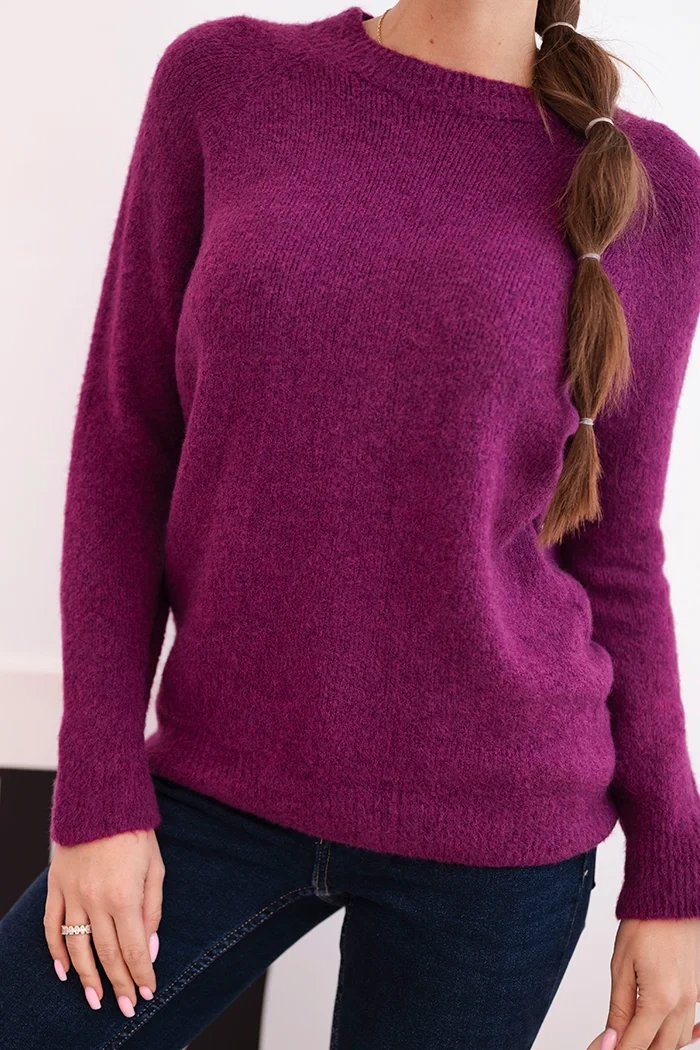 Kesi Włoski Women's sweater made of baby alpaca with long sleeves dark purple