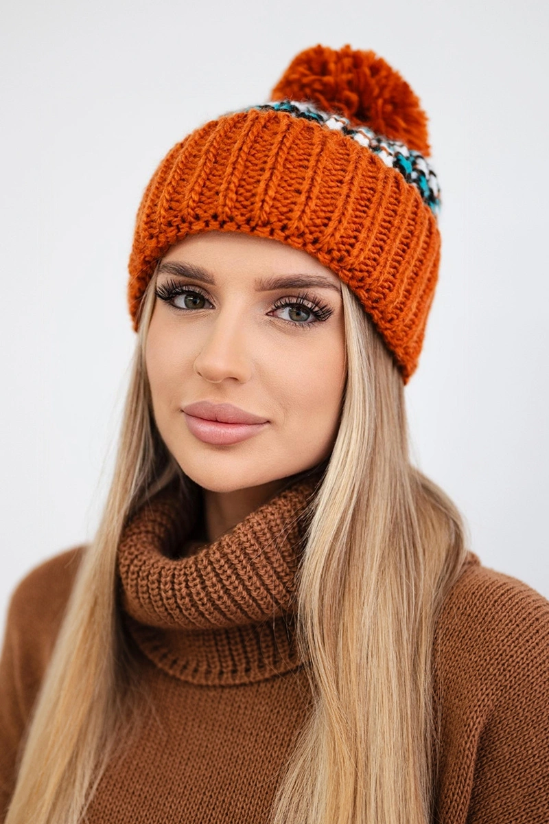 Kesi Dámska čiapka s pomponom Ellen K325 ruda