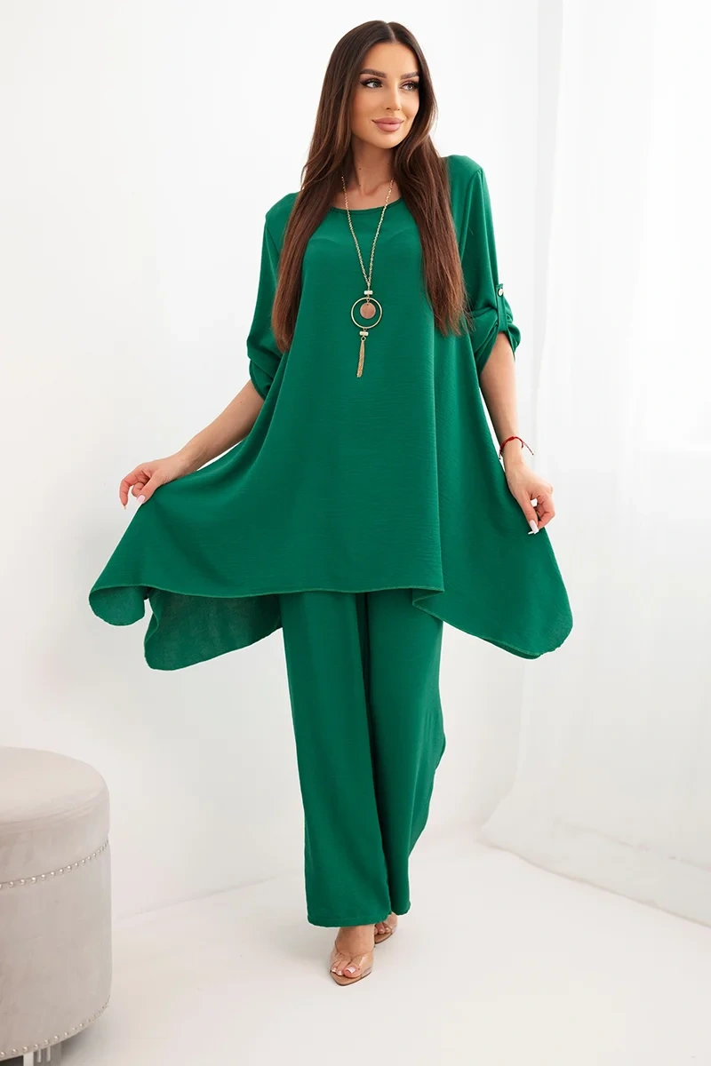 Set blouse + trousers with pendant green