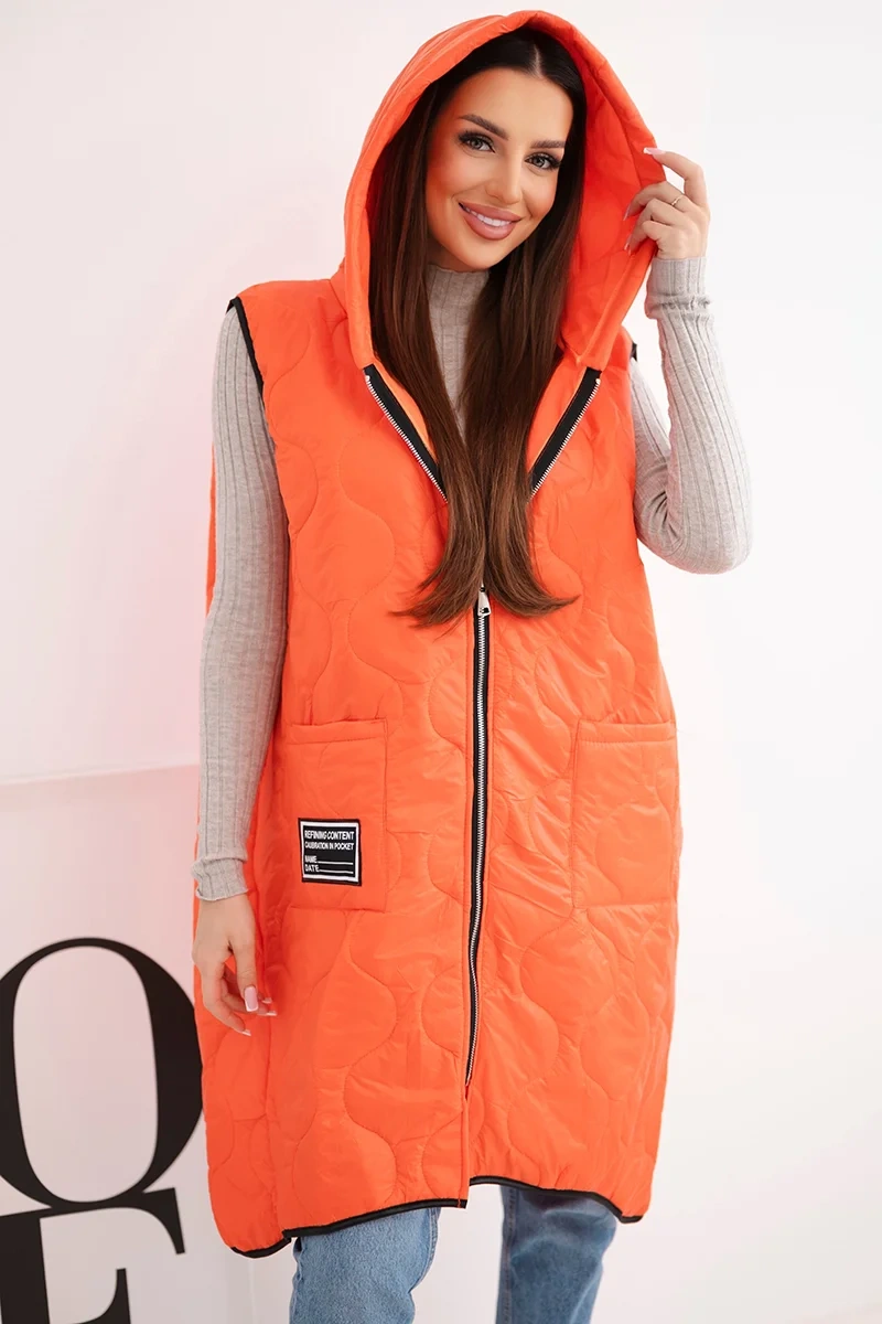 Дамски ватиран елек с качулка Kesi Włoski