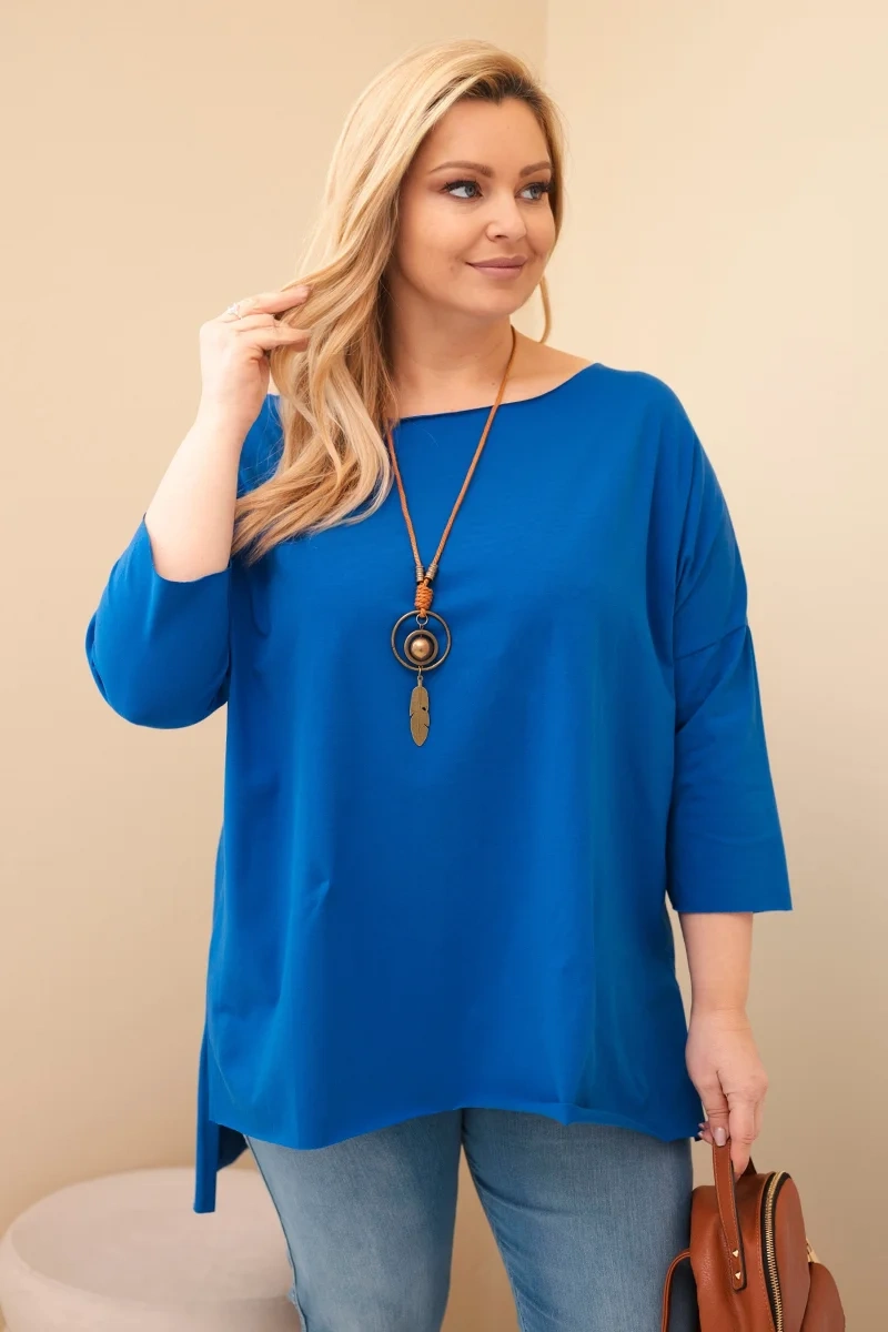 Plus Size dámska asymetrická blúzka s náhrdelníkom