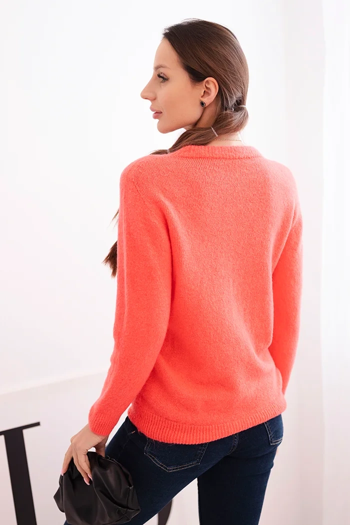 Kesi Włoski Women's sweater made of baby alpaca with long sleeves raspberry