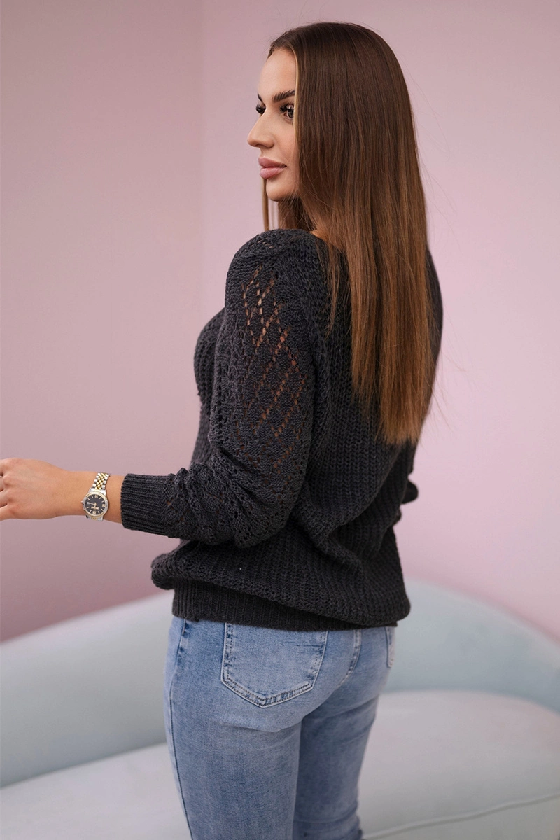 Openwork sweater made of graphite