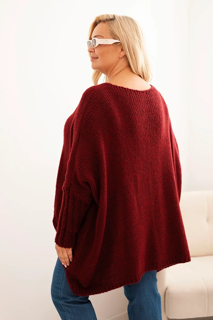 Kesi Włoski Dámsky sveter Plus Size z akrylom s voľným strihom a rukávom 3/4 fango