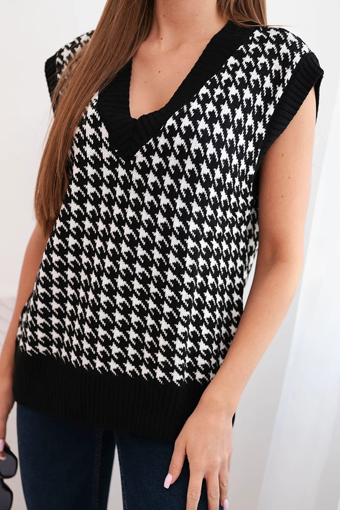 Kesi Houndstooth sweater without sleeves black