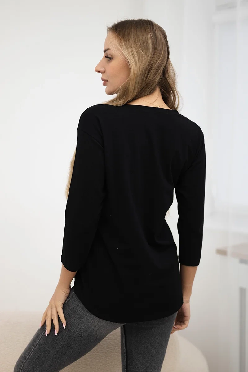 Blouse with Superior print black