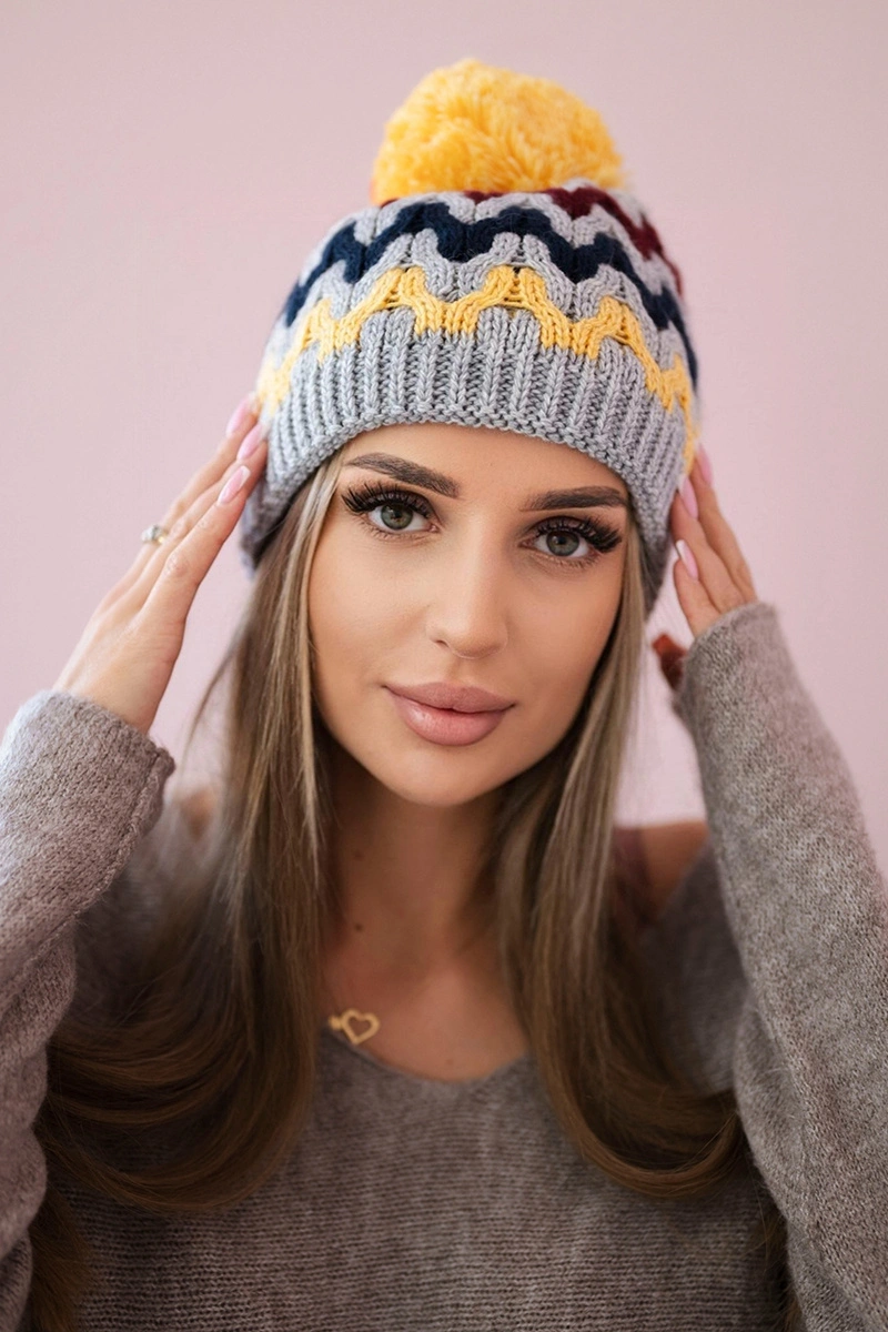 Women's cap Laila K283 dark gray+yellow