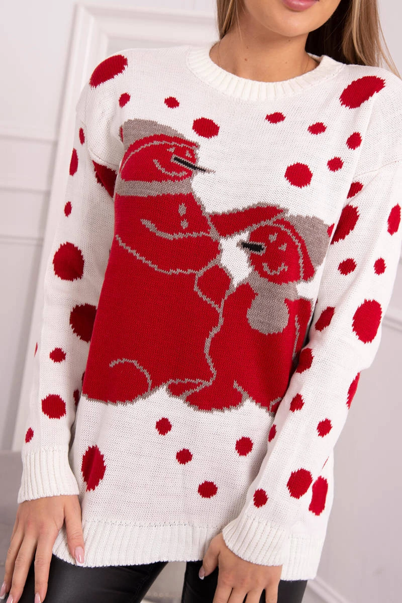 Christmas sweater with snowmen ecru