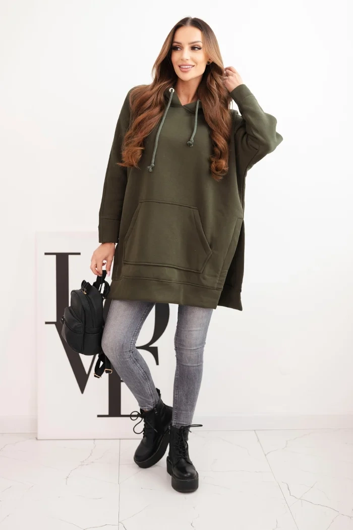 Kesi Insulated sweatshirt with side slits khaki
