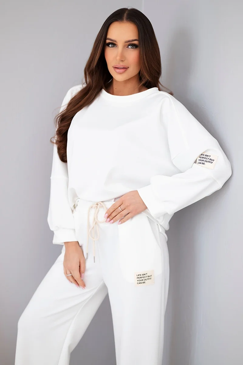 Kesi Włoski Dámsky komplet maslo mikina + nohavice biela