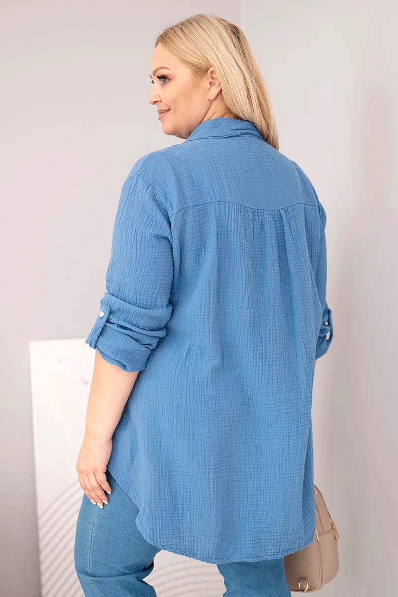 Kesi Włoski Bavlnená mušelínová košeľa Denim