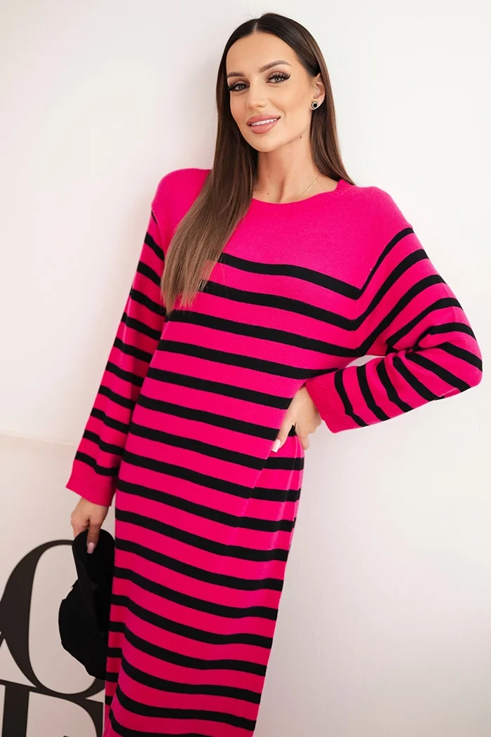 Kesi Włoski Women's striped sweater dress pink