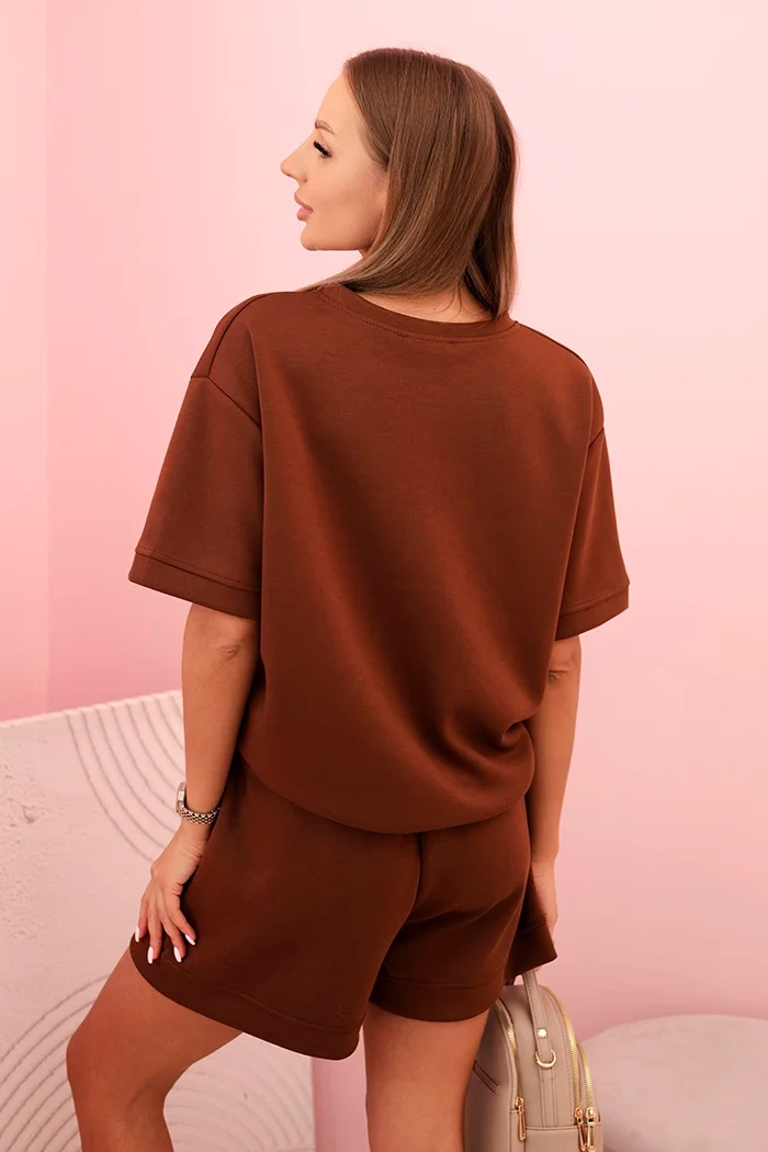 Kesi Włoski Women&#039;s set butter with high-waisted shorts chocolate