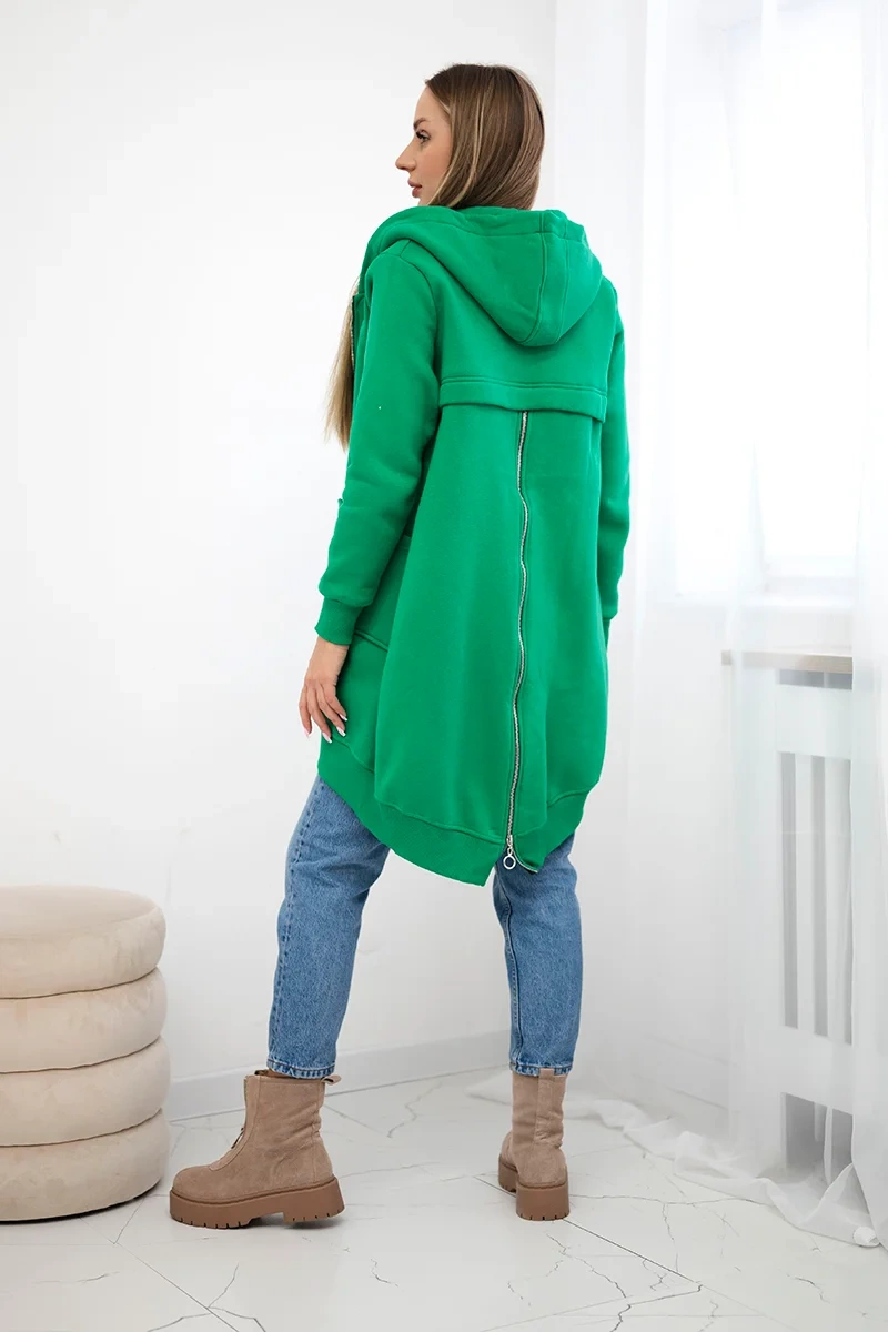 Insulated sweatshirt with back zip green