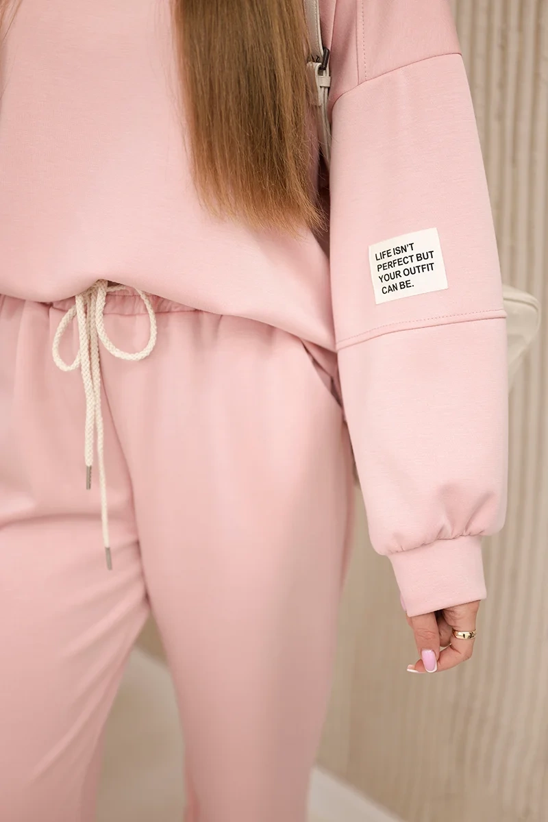 Kesi Włoski Viscose set sweatshirt + pants powder pink